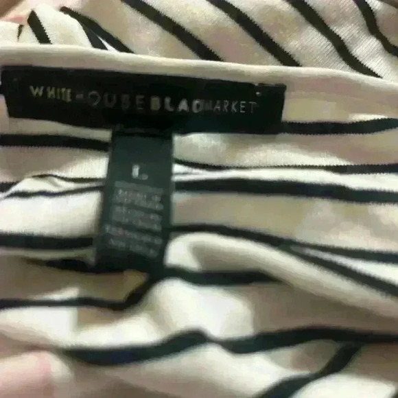 White House Black Market WHBM Tank Top Blouse Womens L Front Drawstring Striped - Picture 4 of 4